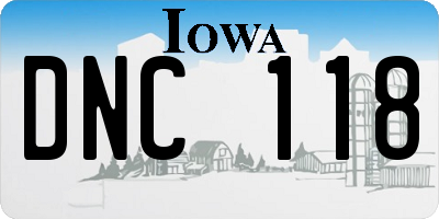 IA license plate DNC118