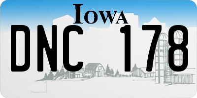 IA license plate DNC178