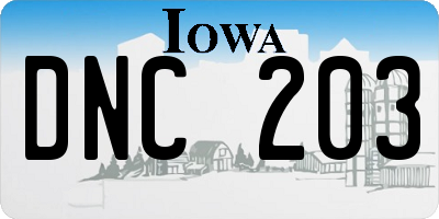 IA license plate DNC203