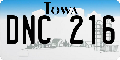 IA license plate DNC216