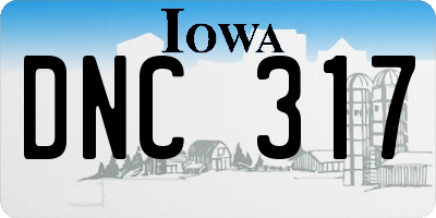 IA license plate DNC317