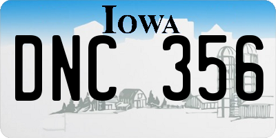 IA license plate DNC356