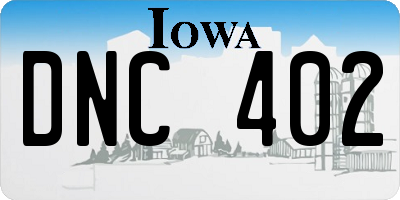 IA license plate DNC402