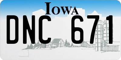 IA license plate DNC671