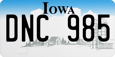 IA license plate DNC985