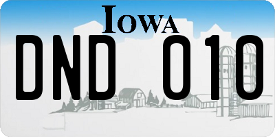 IA license plate DND010