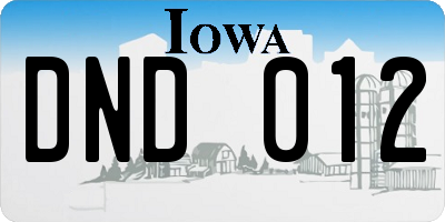 IA license plate DND012