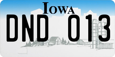 IA license plate DND013