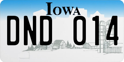 IA license plate DND014