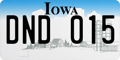 IA license plate DND015