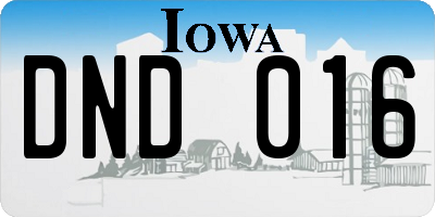 IA license plate DND016