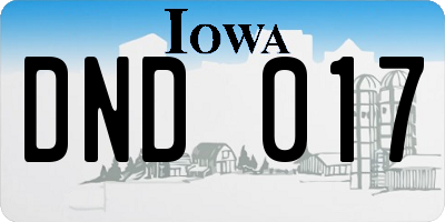 IA license plate DND017