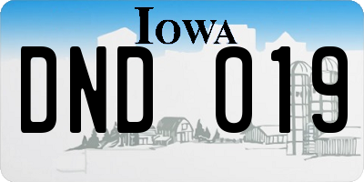 IA license plate DND019