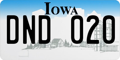 IA license plate DND020