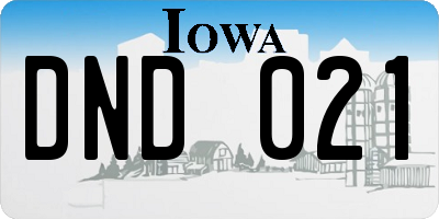 IA license plate DND021
