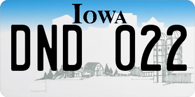 IA license plate DND022