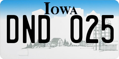 IA license plate DND025