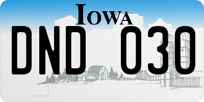 IA license plate DND030