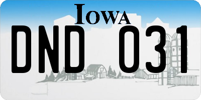 IA license plate DND031