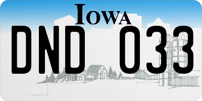 IA license plate DND033