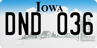 IA license plate DND036