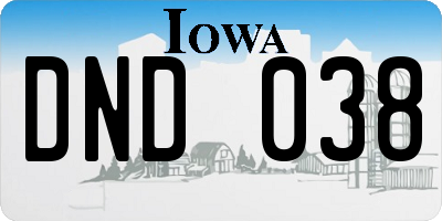 IA license plate DND038