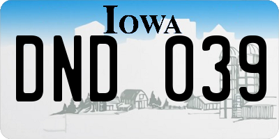IA license plate DND039