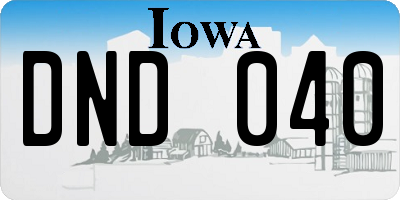 IA license plate DND040