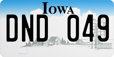 IA license plate DND049