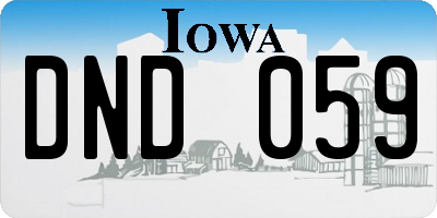 IA license plate DND059