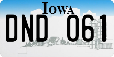 IA license plate DND061