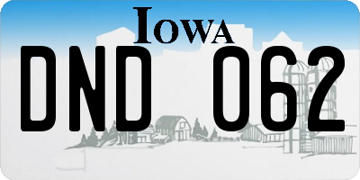 IA license plate DND062