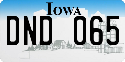 IA license plate DND065
