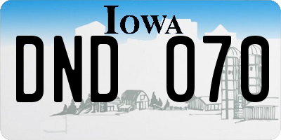 IA license plate DND070