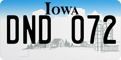IA license plate DND072