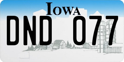 IA license plate DND077