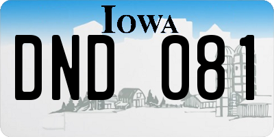 IA license plate DND081