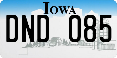 IA license plate DND085