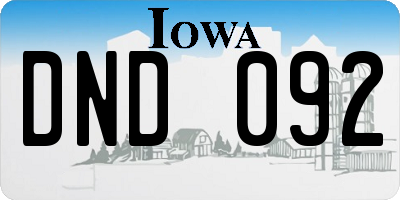 IA license plate DND092