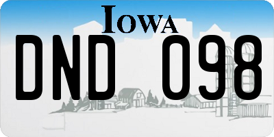 IA license plate DND098