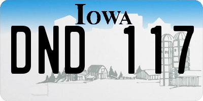 IA license plate DND117