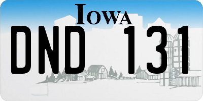 IA license plate DND131