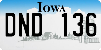IA license plate DND136