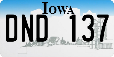 IA license plate DND137