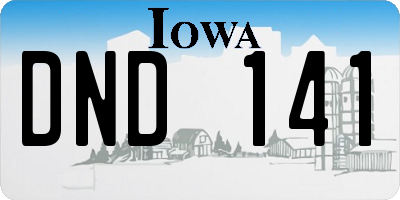 IA license plate DND141