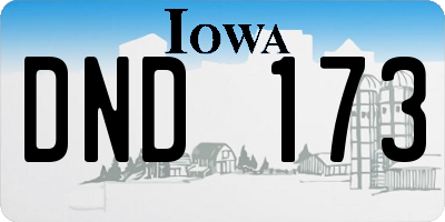 IA license plate DND173