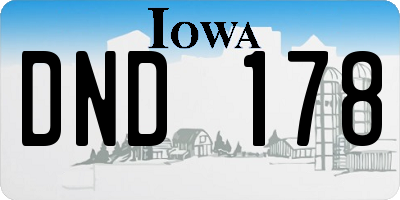 IA license plate DND178