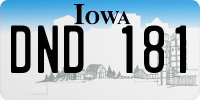 IA license plate DND181
