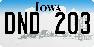 IA license plate DND203