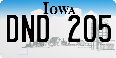 IA license plate DND205